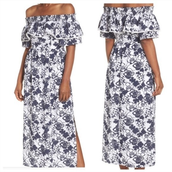 Chelsea28 summer off the shoulder ruffle maxi floral dress size 4 - Picture 2 of 16